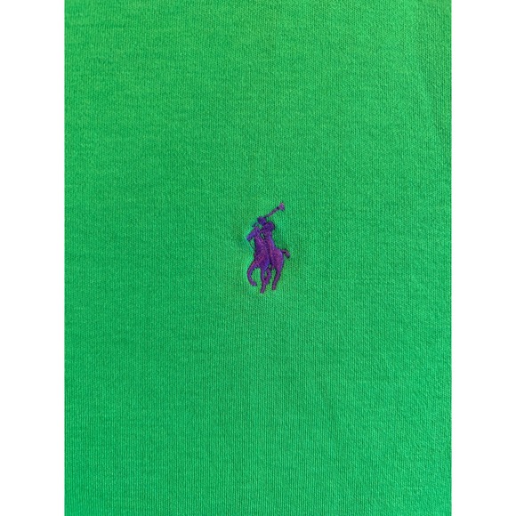 Polo Ralph Lauren Mens Green Short Sleeve Polo Shirt With Purple Pony Logo Large - Picture 3 of 8